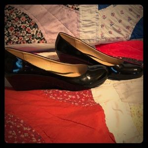 Black Patent wedges